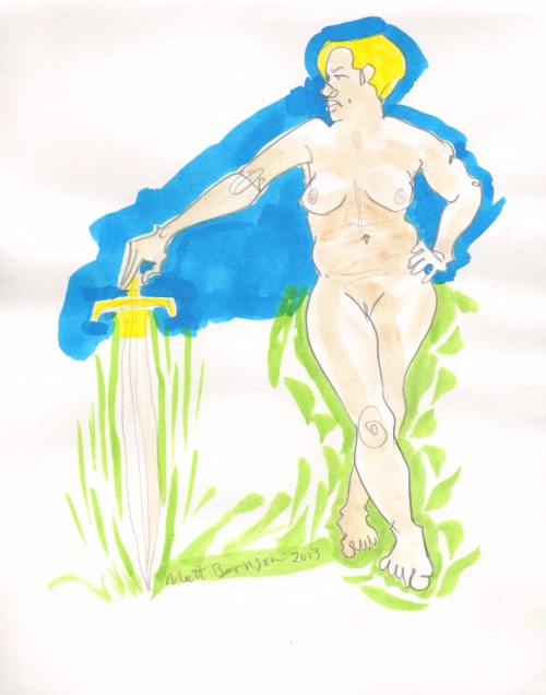 More figure drawings, 11"x14", ink and watercolor on paper, Matt Bernson 2013