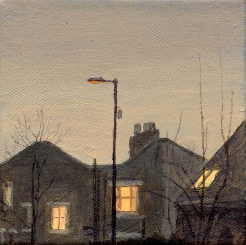 Greg Becker - Northcross Road at Night. Acrylic on canvas.