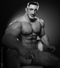 albron111:Here’s a new model, Alistair.  I thought it might be fun to pay tribute to this great photographic studio: Studio Harcourt @studioharcourt   I hope you’ll like this image. I blurred the bulge here but you can see freely the uncensored version