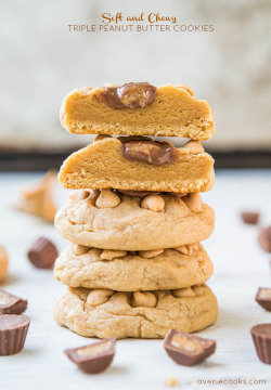 wehavethemunchies:  Averie Cooks » Soft and Chewy Triple Peanut Butter Cookies