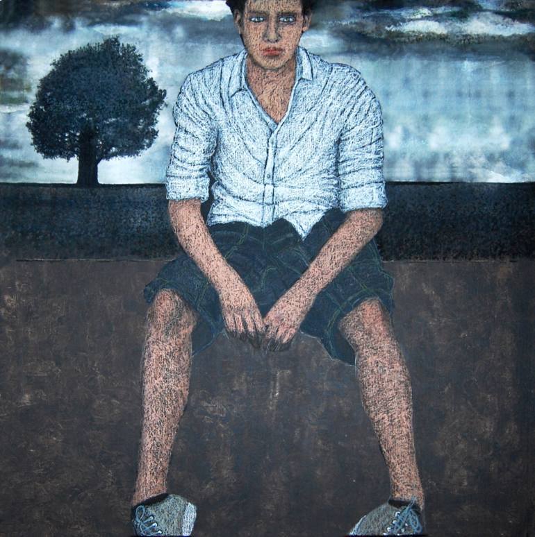 grundoonmgnx:   Cécile Duchêne Malissin,   Attente,  c. 2016   Acrylic and Oil