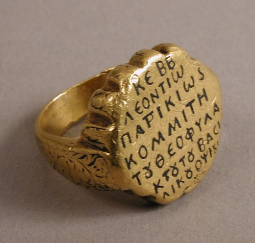 ancientorigins:Ring of Leontios. Byzantine. The ring belonged to Leontios of the province of Opsikio