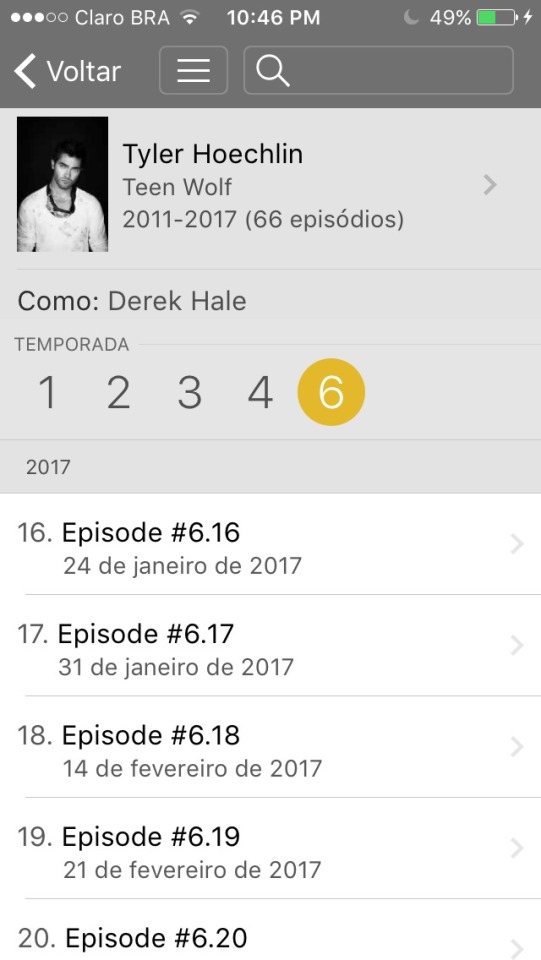 We Will Have Derek Hale In The Season 6, From The Episode 16 To The 20. I’m Soooooooo Happy!!! January