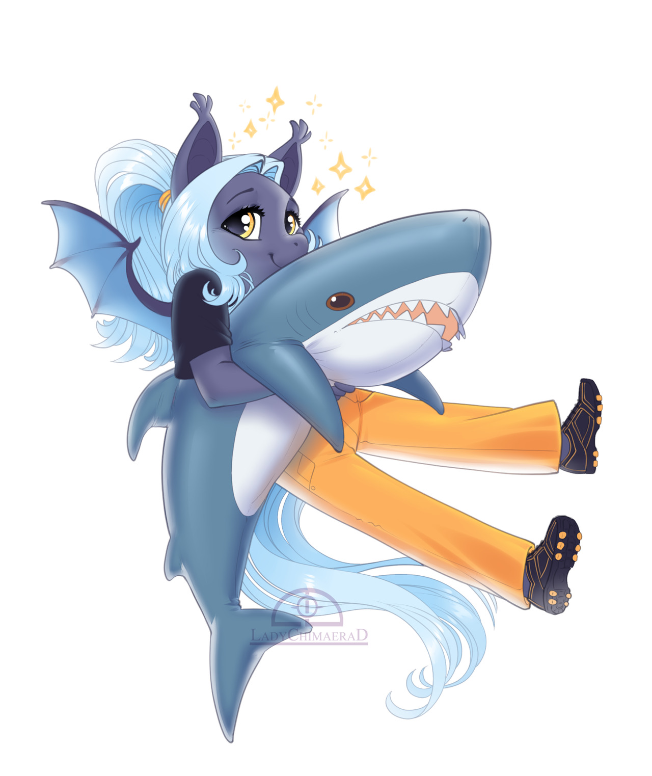 ladychimaera-d:Asterisk (my OC batpony) and her new friend