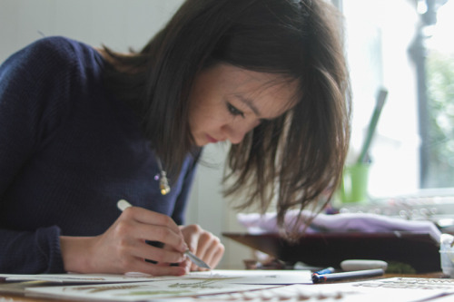 asylum-art:   Helen Ahpornsiri’s intricate pressed fern illustrations			 		save video		 			 	Singer and illustrator Helen Ahpornsiri creates incredible pressed  fern pictures from the woman studio in East Sussex. Tiny bits of stems  and leaves are