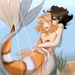 imafraidofsquids:  MORE MERMAIDS I just really like mermaids. And this is really rough and messy but….mermaids! Please ask me to draw stuff! Just message me! 