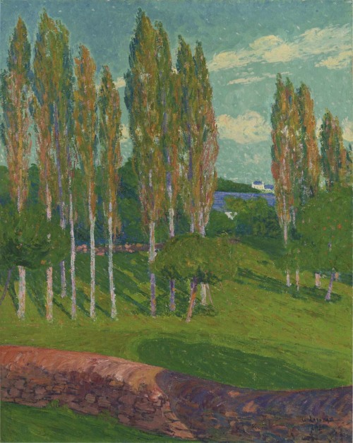 Poplars in Spring, Gustave LoiseauMedium: oil,canvas