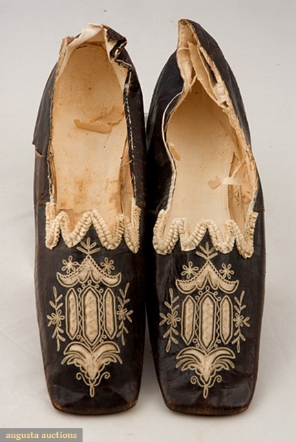 Embroidered Cutwork Slippers, ca. 1830-50via Augusta Auctions