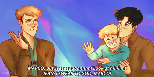 Is he mad because Jeanbo is technically him so technically that’s an indirect kiss from Marco? We will never know. For everyone who’s been requesting Jean and Marco! <3