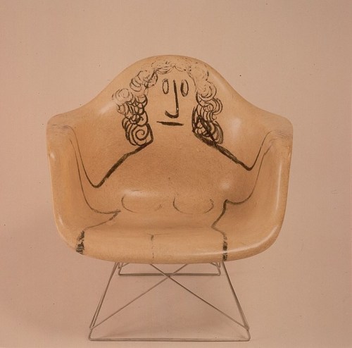 seatsnbeats:LAR with drawing by Saul Steinberg, c.1950