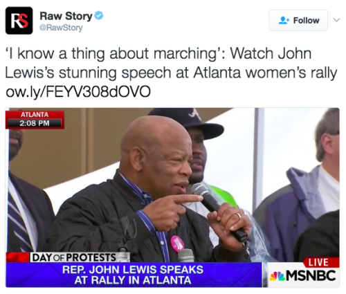 adreadfulidea:the-movemnt:Civil rights icon John Lewis declares he’s “ready to march again” at Atlan