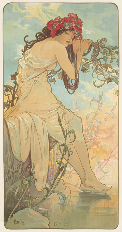 The Seasons. 1896. Alphonse Mucha.Each: 21 1/8 x 40 &frac34; in./53.6 x 103.5 cmThis larger form