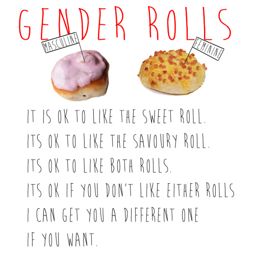 insidiousmuse:  Gender rolls. Get it… rolls….  LULZ….  I’ll see myself out…. 
