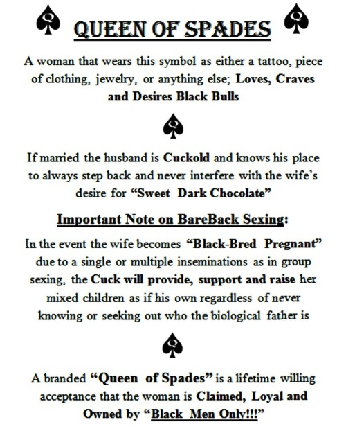 blackownedroxie:  bbcslut42:  Re-blog till every Black man knows what the “Queen of Spades” means.  