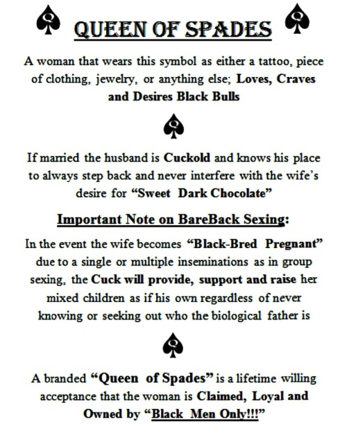 blackownedroxie: bbcslut42: Re-blog till every Black man knows what the “Queen of Spades” means. 