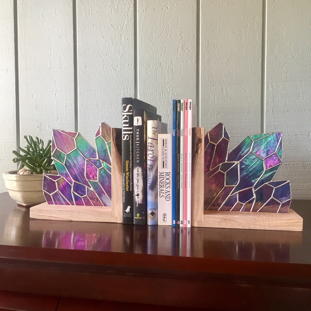 sosuperawesome:  Stained Glass Crystal Corner Clusters, Suncatchers and Bookends