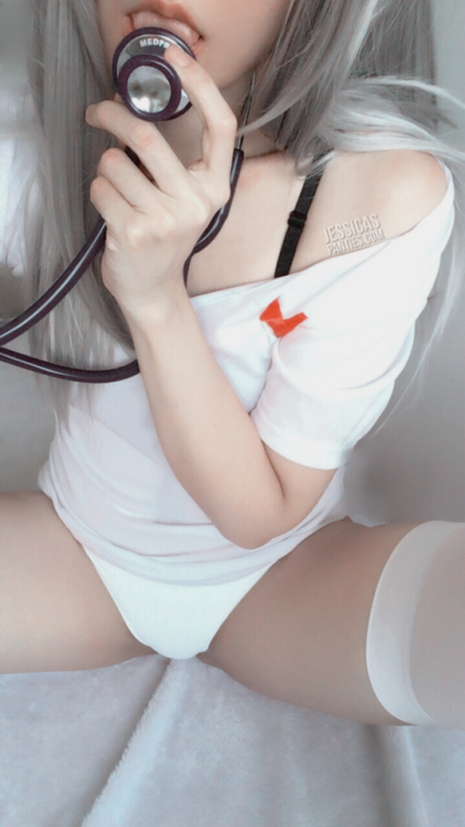 jessicaiswet: jessicaspanties: Trick or Treat Nurse Jessica on duty tonight, reporting to her hungry