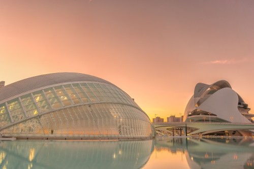 cityscapes:  Sunset at Ciudad de las Artes by markusstauffer