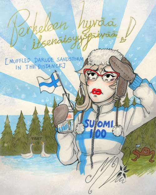 melanievimpula:  Hyvää Itsenäisyyspäivää Suomi 100!Pakko juhlistaa jotenkin, Kinkkiäiti ja himoittu Suomituulipuku tekee paluun. :D Oispa kaljaa. Mut kaupat on kii.It’s Finland’s Independence Day, she turned just 100! Here’s another load