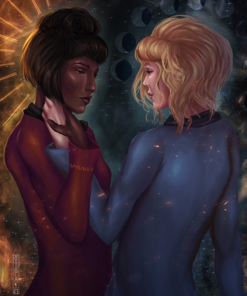 vulcanlogist:My piece for the Star Trek Femslash Big Bang! @sapphicstartrekBased on the lovely fic H