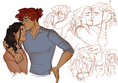 niyaz/alphie for oc kiss week :”) drew them together as a joke since they’re exes in law