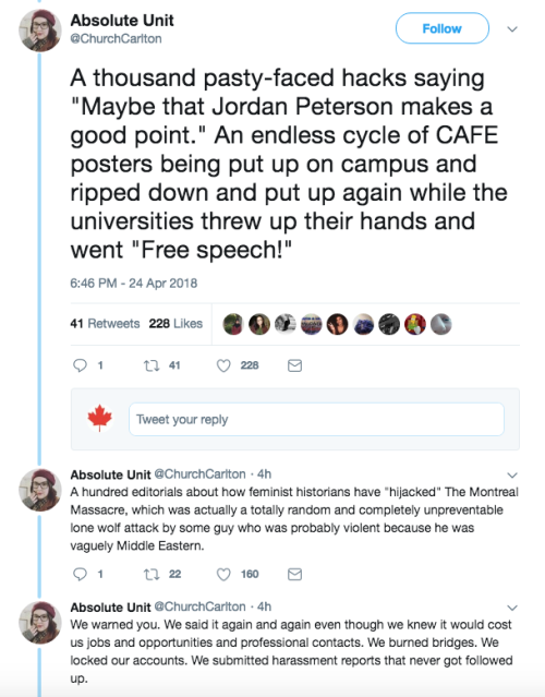 allthecanadianpolitics:Thread about incels/MRA culture in Canadian media as it relates to the Toront