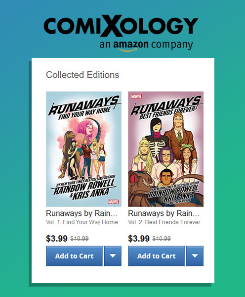 rainbowrowell:mostlyrunaways:Volume 1 and 2 of Runaways are on sale over at comixology! If you’re ne