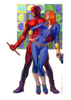 league-of-extraordinarycomics:Black Widow &amp; Daredevil by BRIAN STELFREEZE