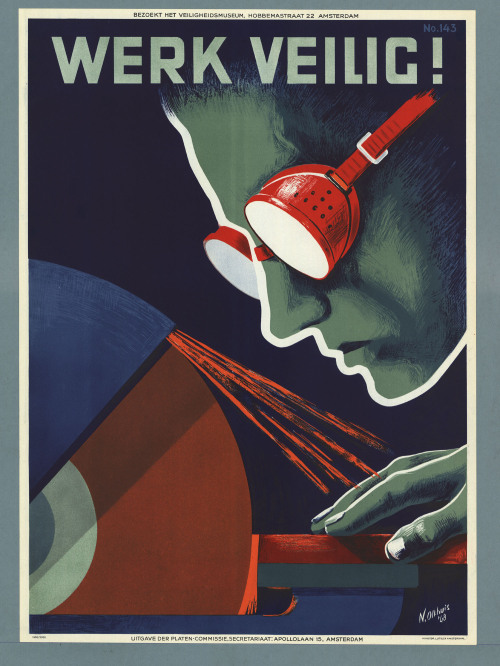 N. Olthuis, Werk veilig (work safely), poster, 65 x 50 cm