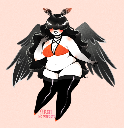 sergle: @jijidraws said “what if mothman was a sexy pinup girl” and I said (glass shattering noise)T