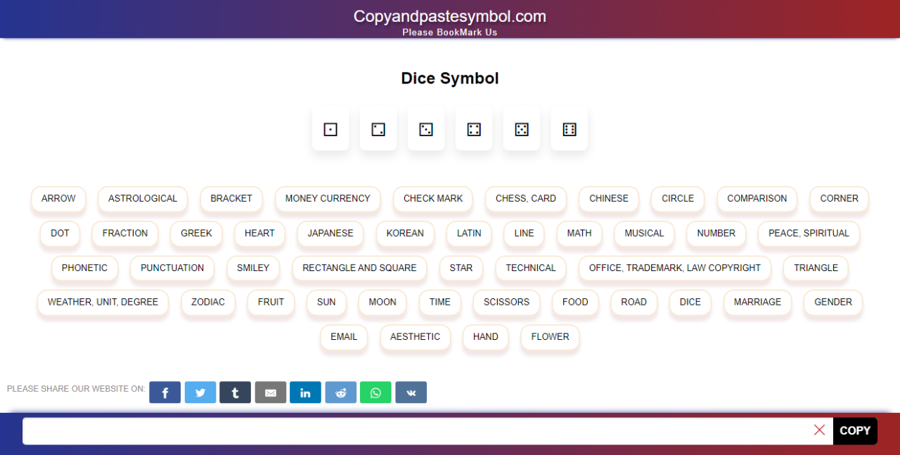 Get Dice Symbol Copy And Paste