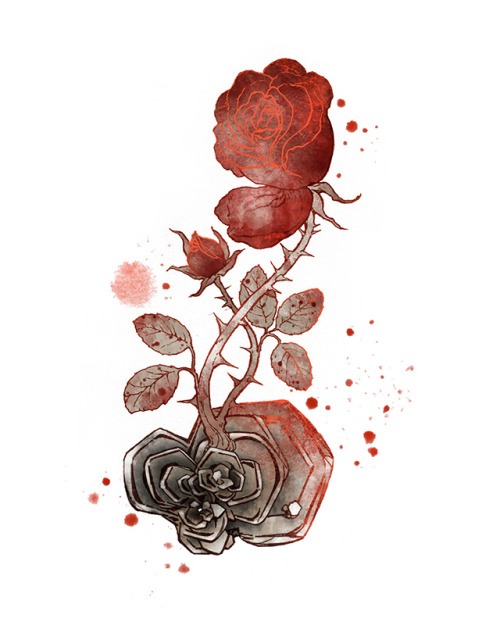 Inktober 17 - Rose and hematite (iron oxide) rose crystalsRoses are redRust is as wellWhen iron blos