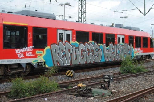 Dortmund: Graffiti for refugeesDue to the increasing smear campaign against refugees in Duisburg, Ha