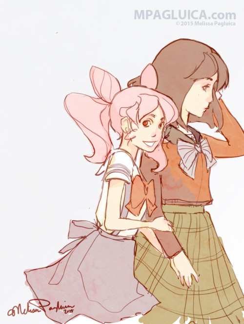 darksunrose: Morning sketch!What I love about magical girl series is the friendship it shows between