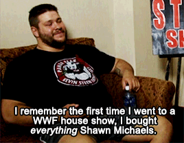 mithen-gifs-wrestling: Kevin Steen/Owens and Johnny Gargano reminisce about their love for Shawn Michaels and how it led their pre-teen selves to some dubious Halloween costume choices.