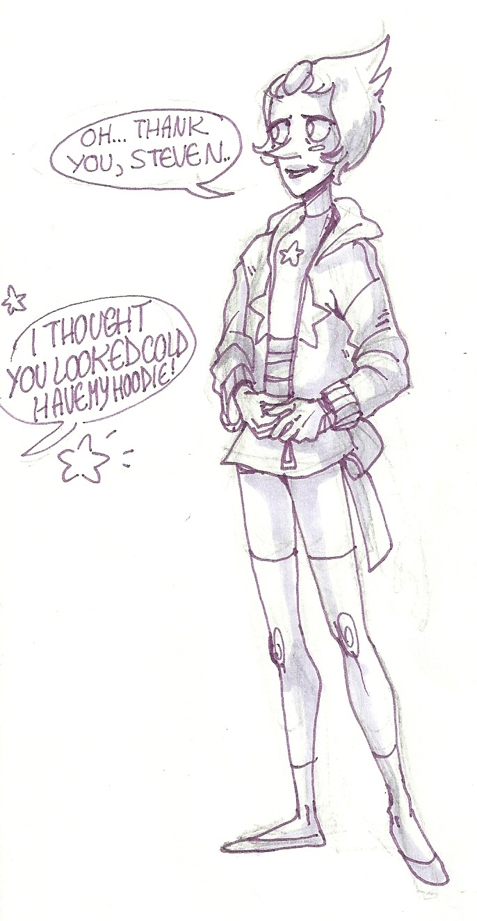 lilyscribbles:  Wanted to draw Pearl wearing one of Steven’s hoodies for su60minutes’s