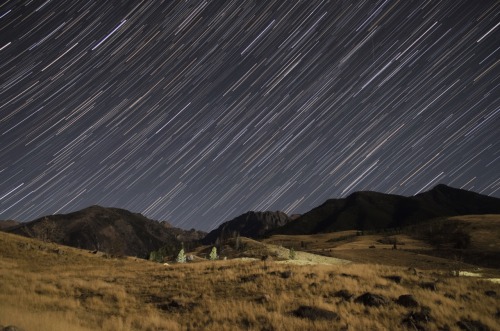 Star trails over Pine Creek and the Absarokas