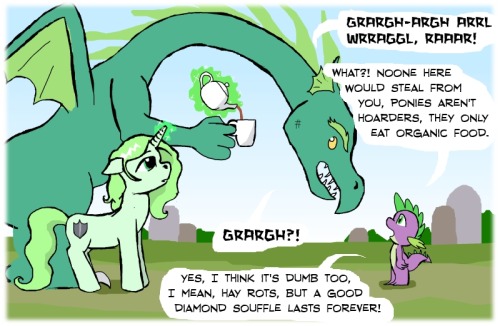 fromthedeskofmayormare:  Big frowny green pony.MAYOR MARE: There aren’t actually any laws that prevent ponies and dragons from marrying, we just sort of assumed that noone would even think of doing that. You’ll notice this is a running theme with