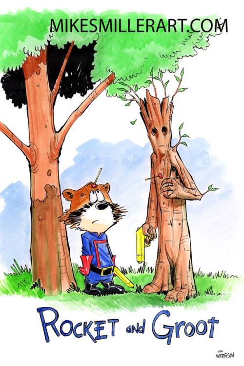 ahoboandhisbox:  xombiedirge:  Rocket & Groot by Mike S. Miller   this is awesome. 