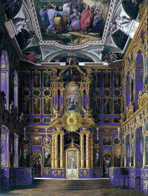 Konstantin Ukhtomsky - Church of the Resurrection (est. 1745), Catherine Palace (c. 1850).