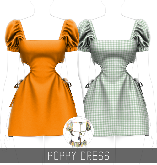 POPPY DRESS A-line dress with open back and sides &amp; puffy sleeves! Inspired design by Beginn