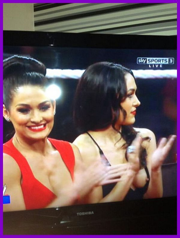 nude-celebz:  WWE Diva BrieBella nip slip on Raw ;&gt;