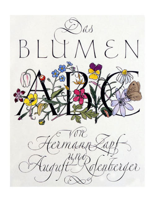 Hermann Zapf and August Rosenberg. Hand-painted cover page “Flower alphabet” – Das Blumen-ABC, 1943-