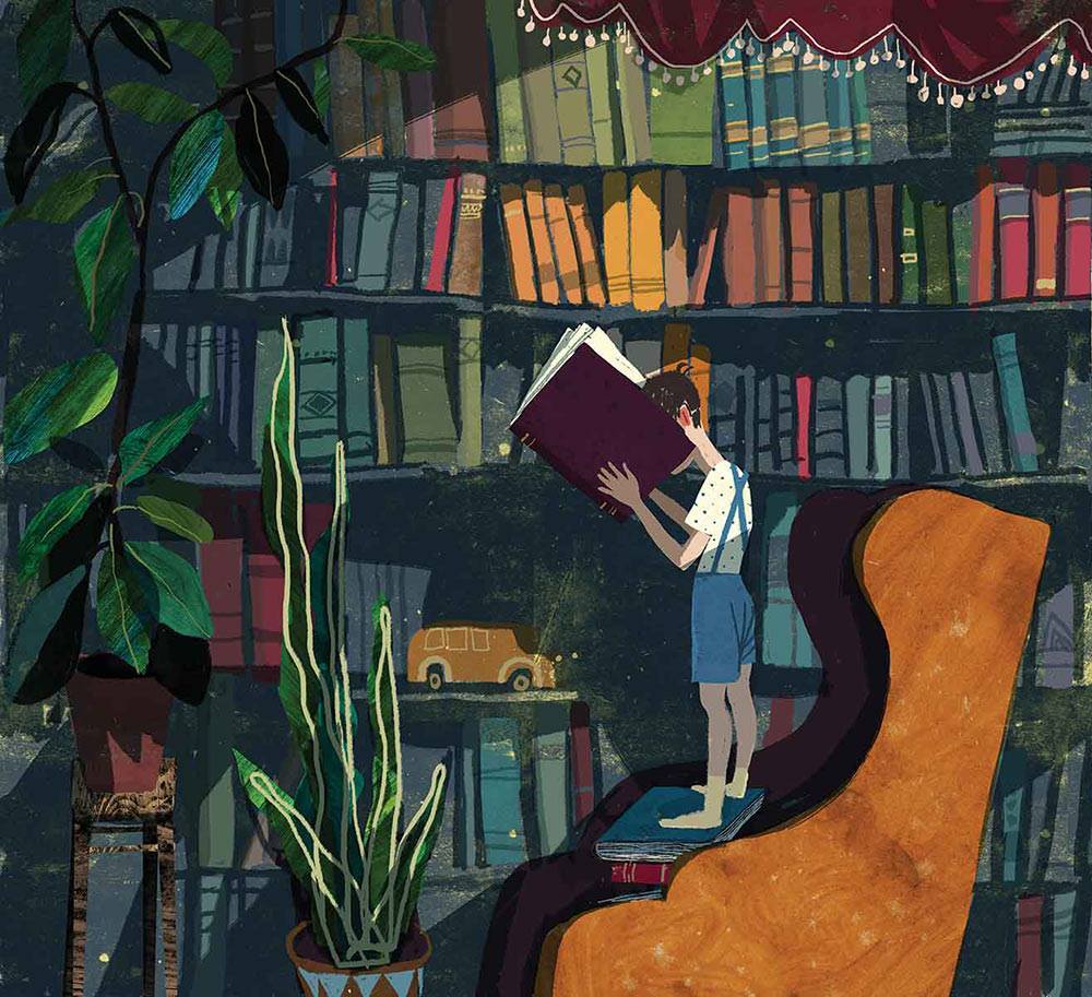 bibliolectors:   Inmersión en la biblioteca (ilustración de Victoria Antolini)