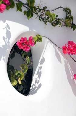 layersandcycles:  Round window and flowers - Santorini, Greece http://hoggerandco.com/photohogger/greece-santorini-goodbye.html 