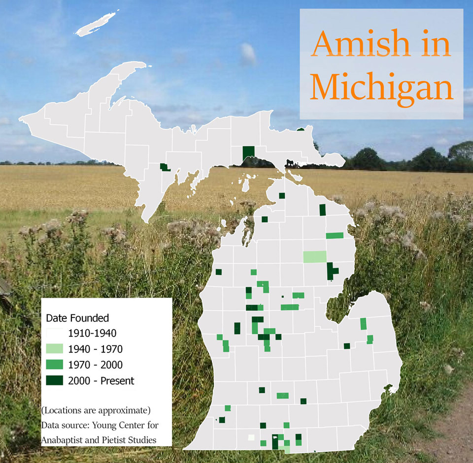 Almost half of the Amish communities in Michigan - Maps on the Web