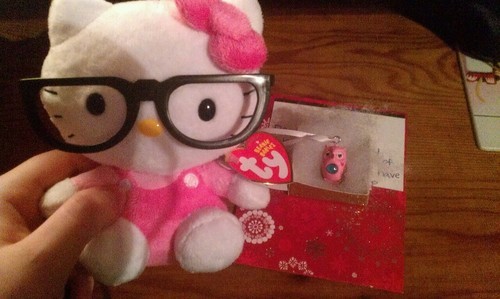 got the Hello Kitty as a birthday gift along wth a hand made Hello Kitty stocking the Owl was a gift from Ash for Christmas and Matt also bought me a lace ruffle skirt! Yay for opening gifts early!