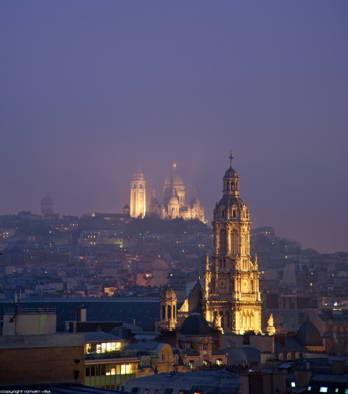 travelingcolors:  Trinity Church and Sacre-Coeur, Paris  | France (by Romain Villa)