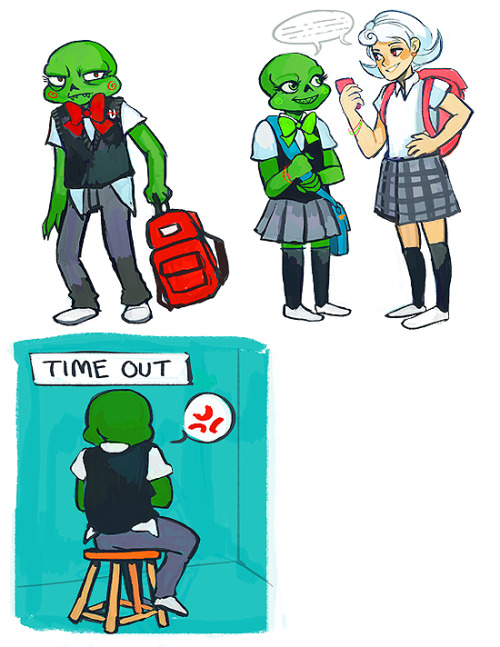 land-dweller:elementary school au sketches with the cherubs!(featuring best friend roxy and dad!gamz