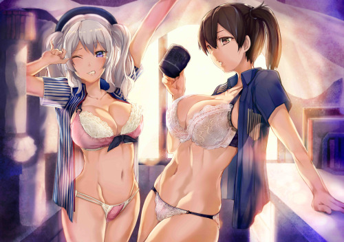 caskitsune:夜勤明け　鹿島　加賀 | トカゲ※Permission was granted by the artist to upload their works. Make sure to rate/retweet the original work!